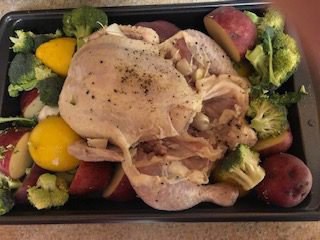 Healthy spring roasted chicken with lemon and garlic